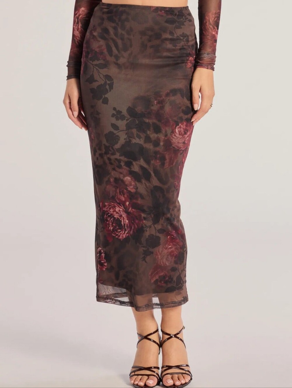 Windsor Sheer Floral Leopard Maxi Skirt